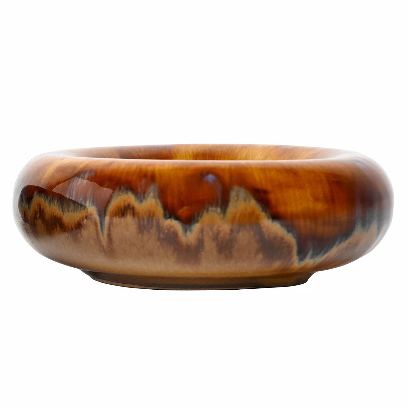 Orange/Brown Reactive Glaze Stoneware Bowl