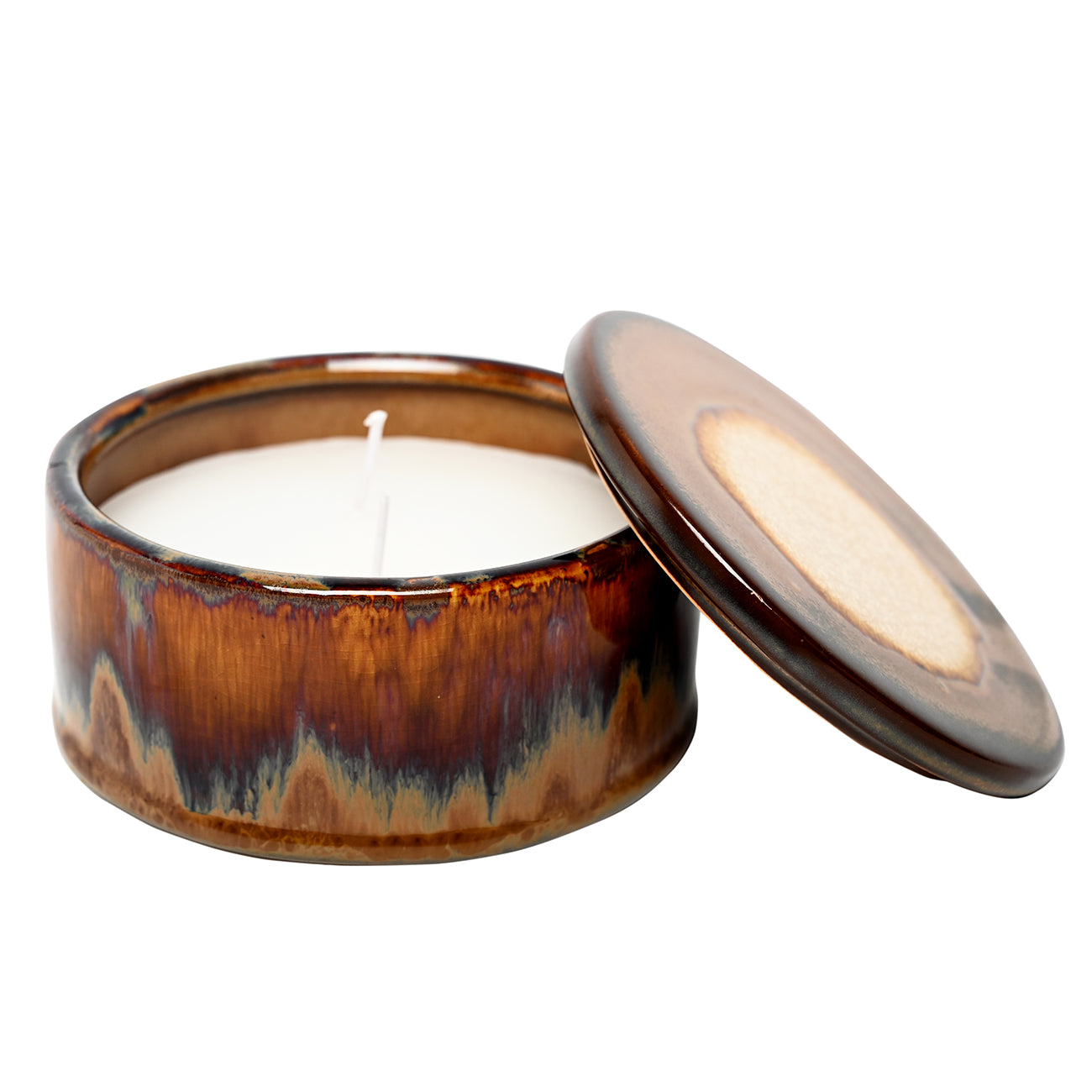 Orange/Brown Reactive Glazed Candle