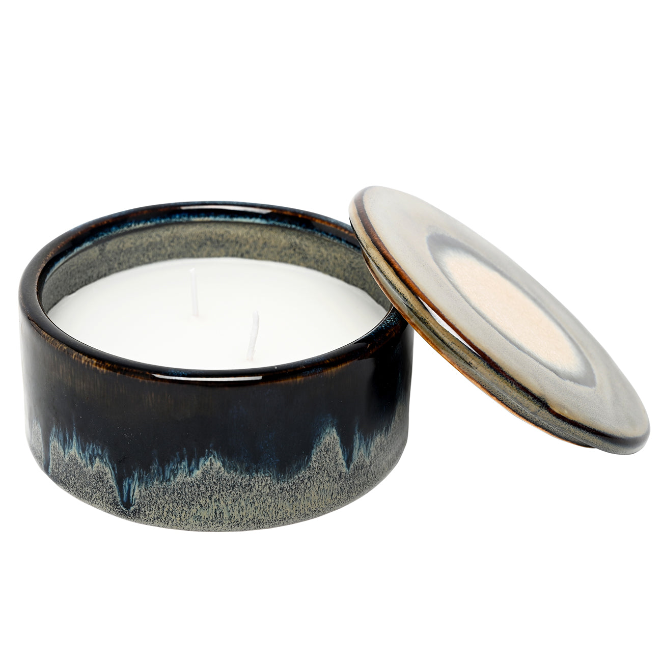 Blue Reactive Glazed Candle