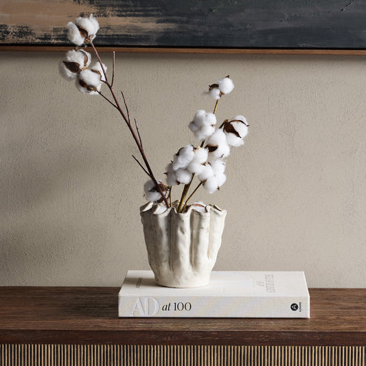 Ivory Glazed Vase Pot | Small