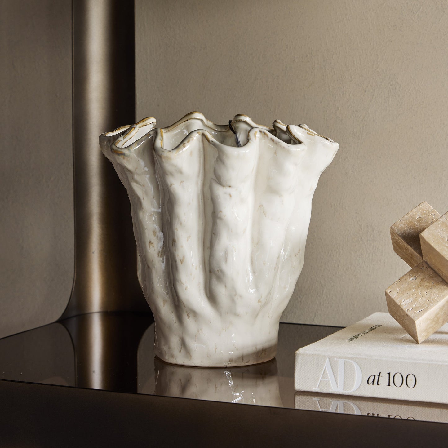 Ivory Glazed Vase Pot | Medium