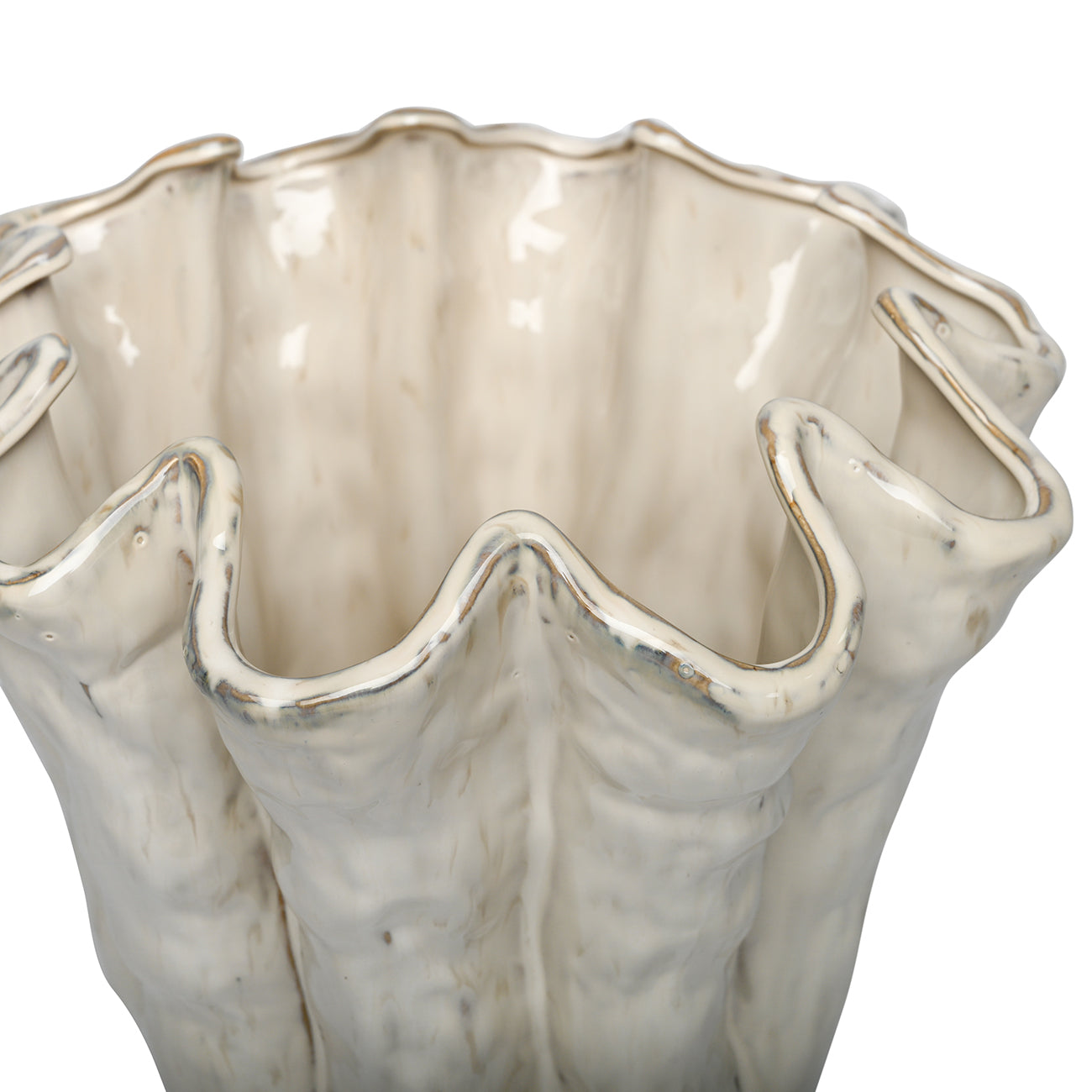 Ivory Glazed Vase Pot | Large