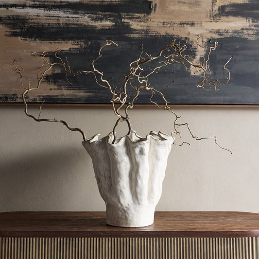 Ivory Glazed Vase Pot | Large