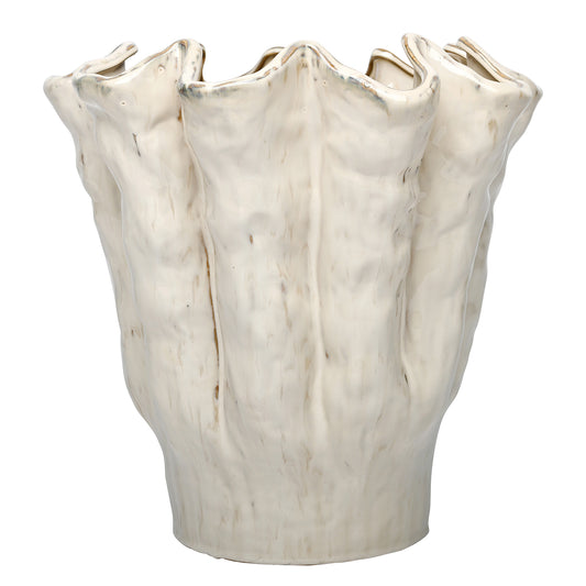 Ivory Glazed Vase Pot | Large