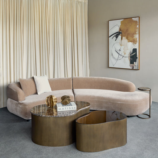 Marble & Glass Gold Coffee Table Set