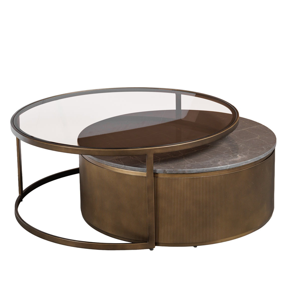 Royal Gold Corrugated Set of Two Nesting Coffee Tables