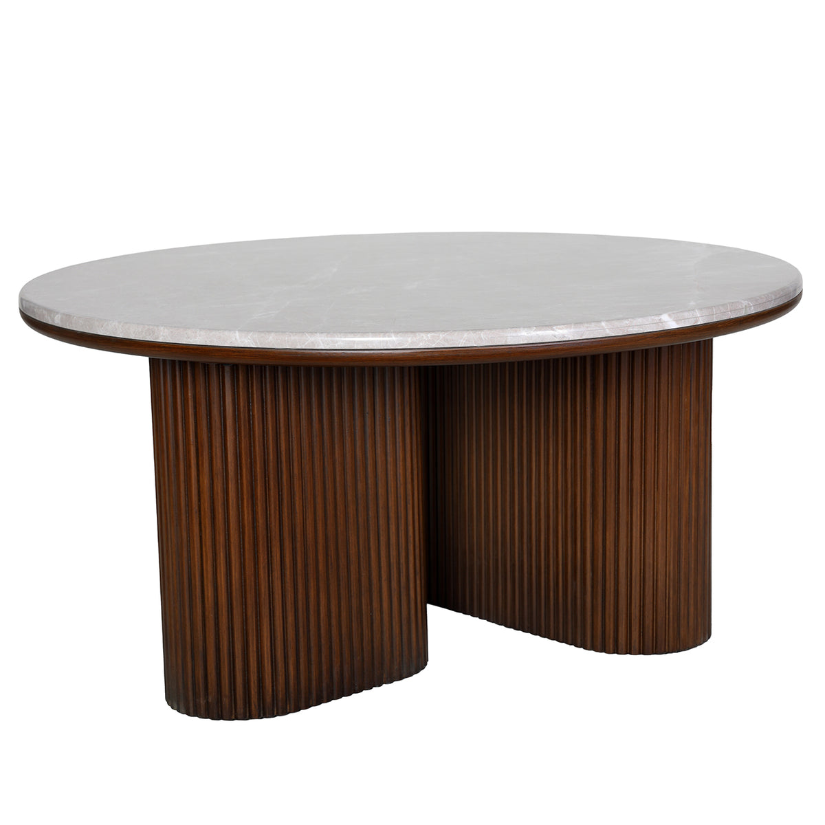 Round Wood Coffee Table With Marble Top