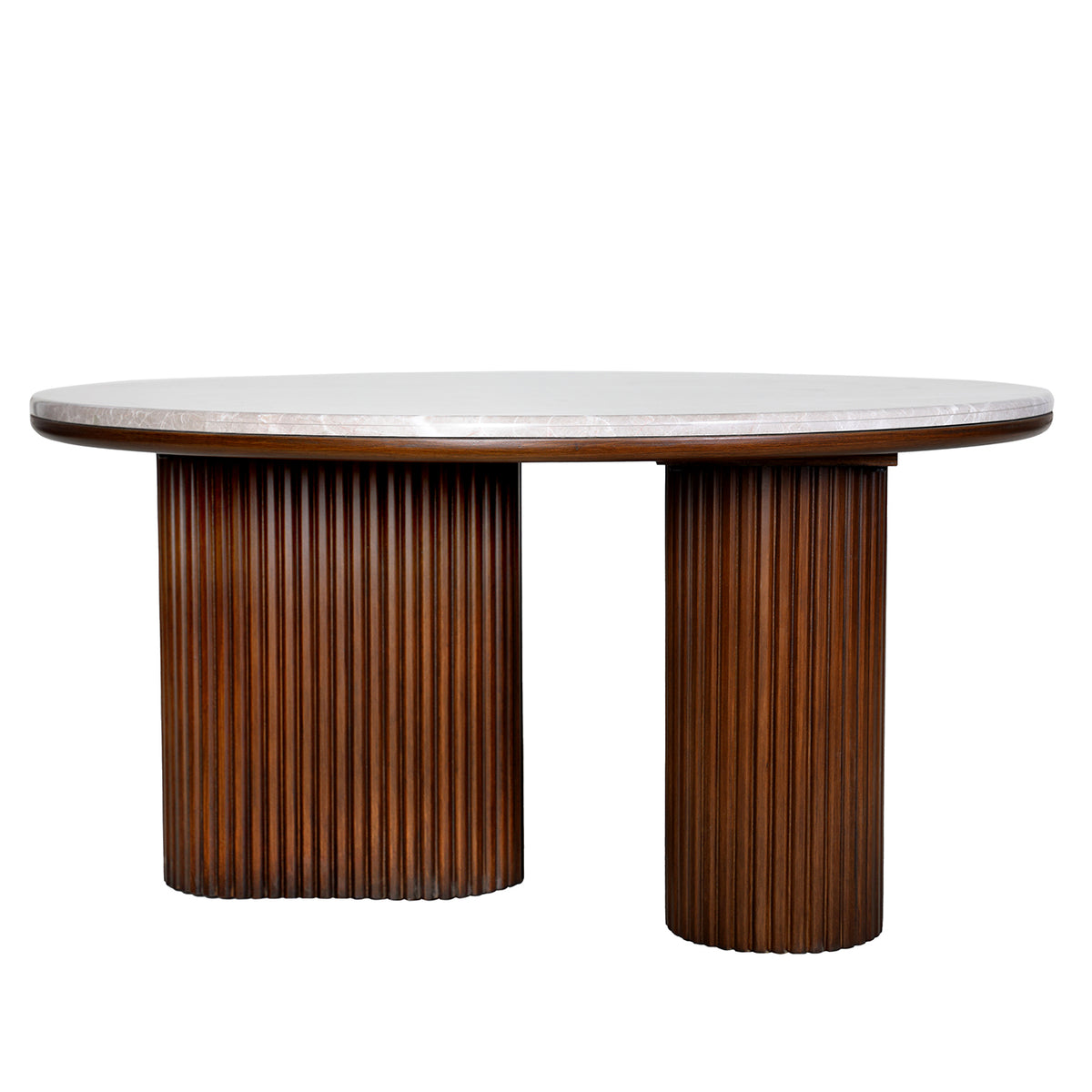 Round Wood Coffee Table With Marble Top
