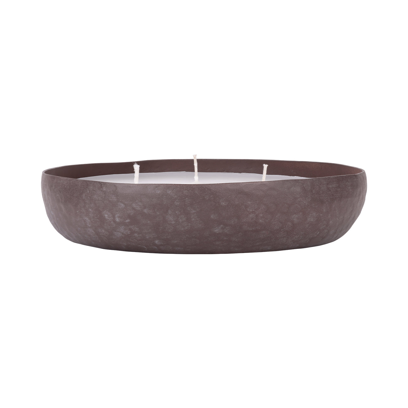 Brown Hammered Aluminium 3 Wick Round Candle