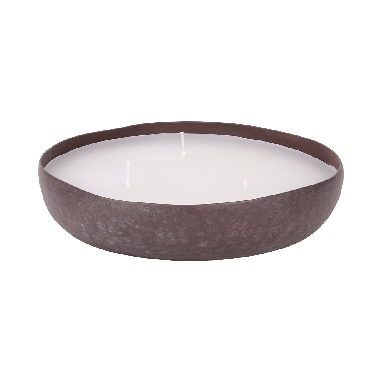 Brown Hammered Aluminium 3 Wick Round Candle