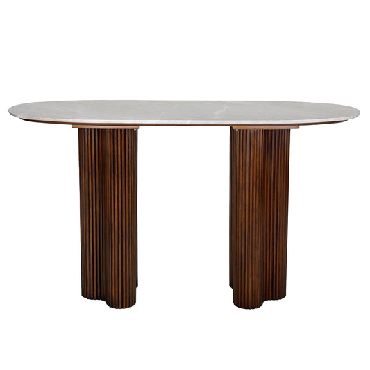 Wood Console with Marble Top