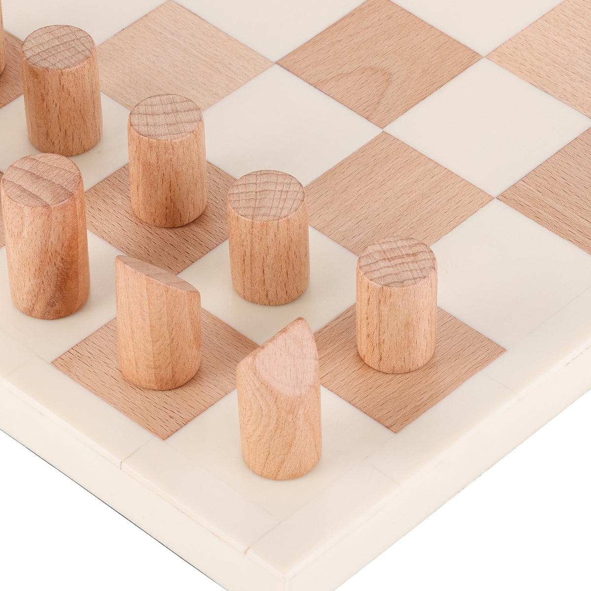 Wood & White Decorative Chess Set