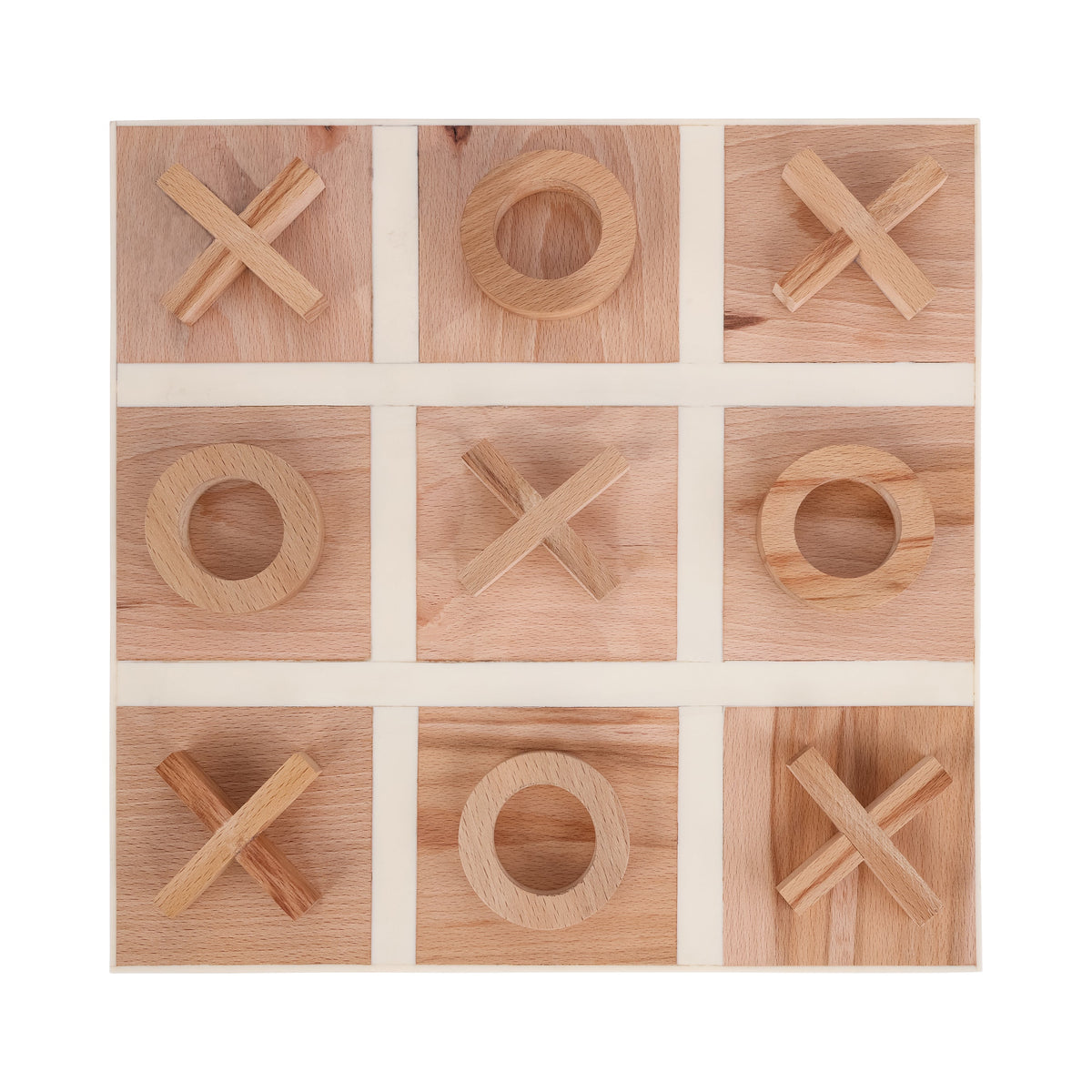 Wood & White Decorative Noughts & Crosses Game