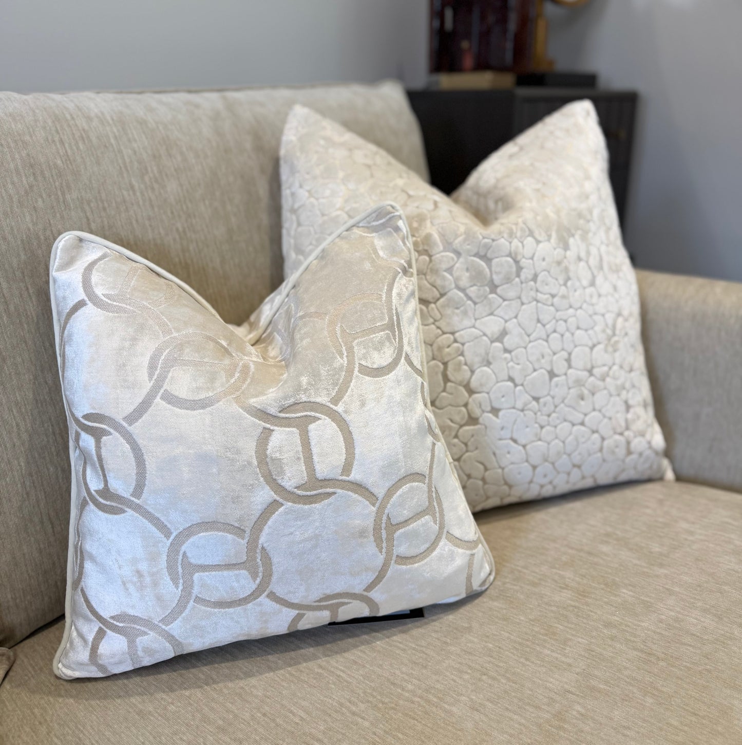 Ivory Large Luxury Pattered Decorative Cushion