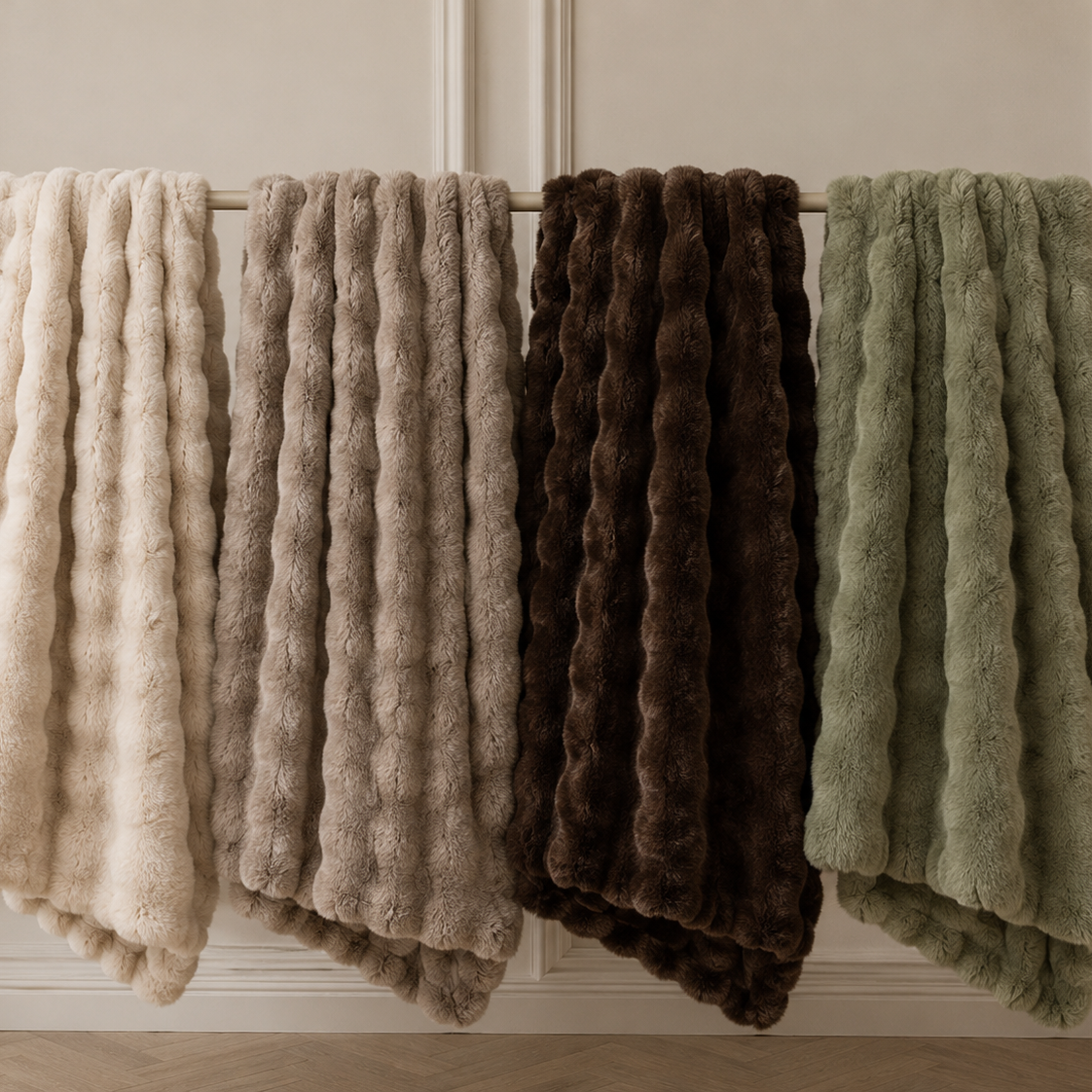 Luxury Sage Green Fur Throw Blanket