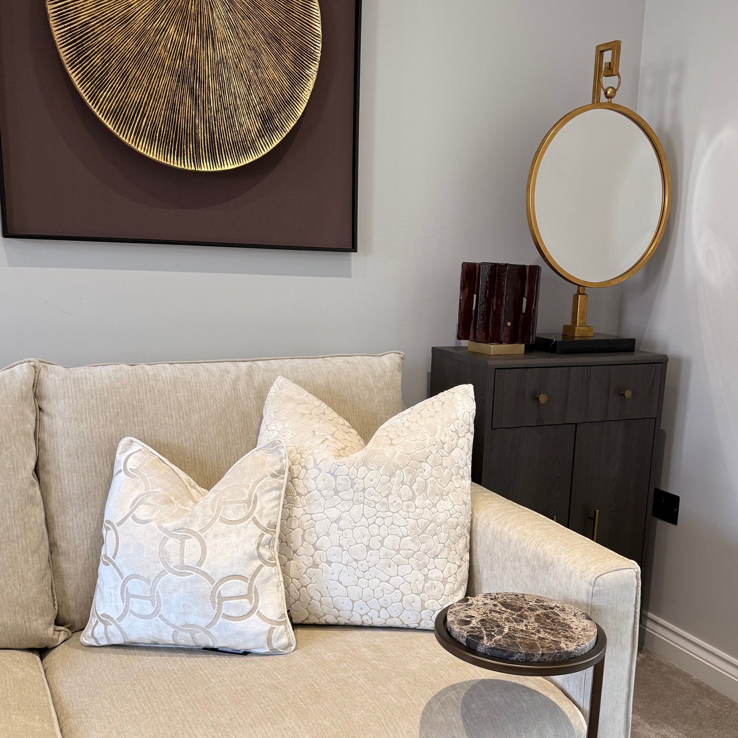 Ivory Large Luxury Pattered Decorative Cushion