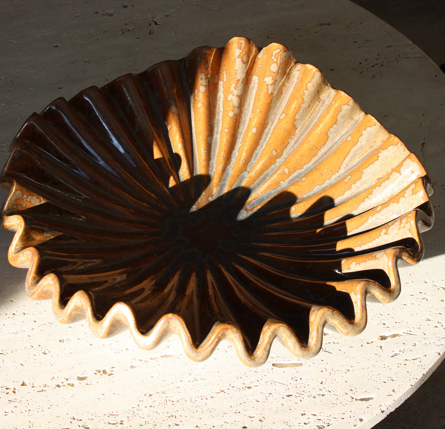 Brown Fluted Ripple Glazed Bowl