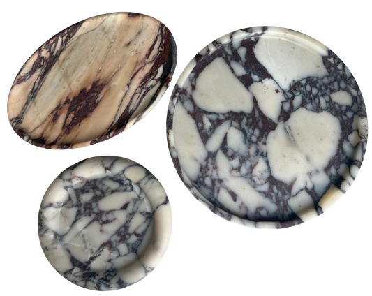 Large Round Red Calacatta Viola Marble Tray