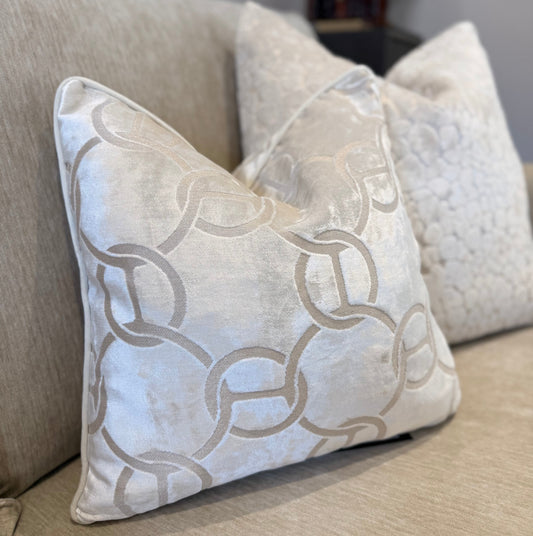Ivory Medium Luxury Pattered Decorative Cushion