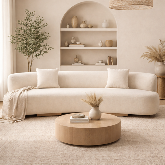 Cream Linen 3 Seater Sofa