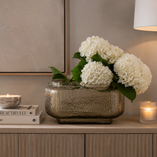 Brown Textured Glass Wide Vase