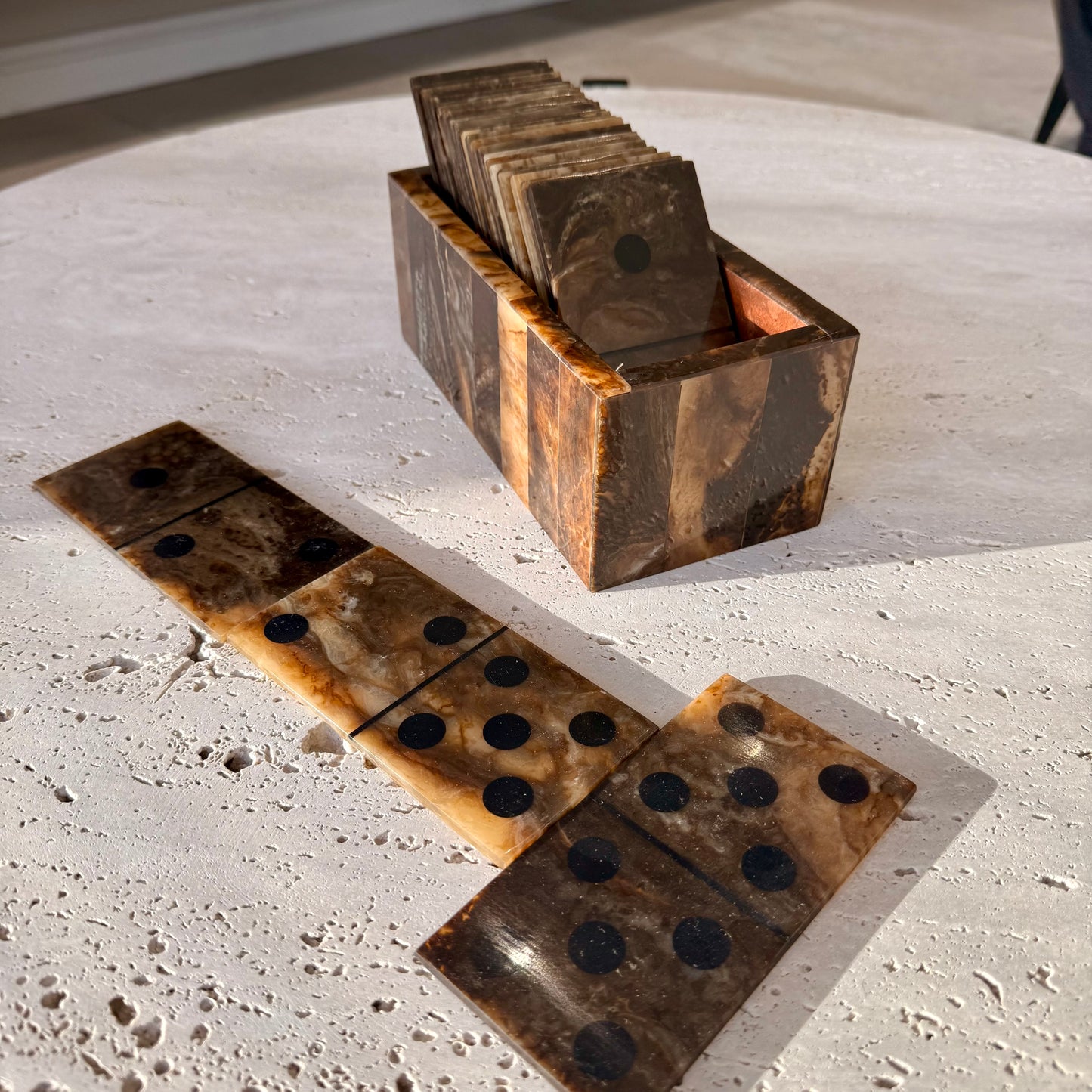 Brown Wood Decorative Dominos Games Ornament Set