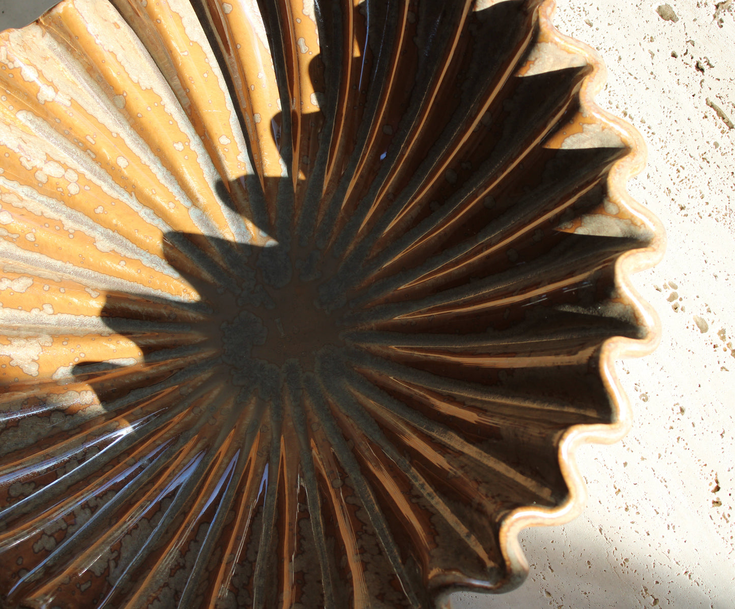 Brown Fluted Ripple Glazed Bowl