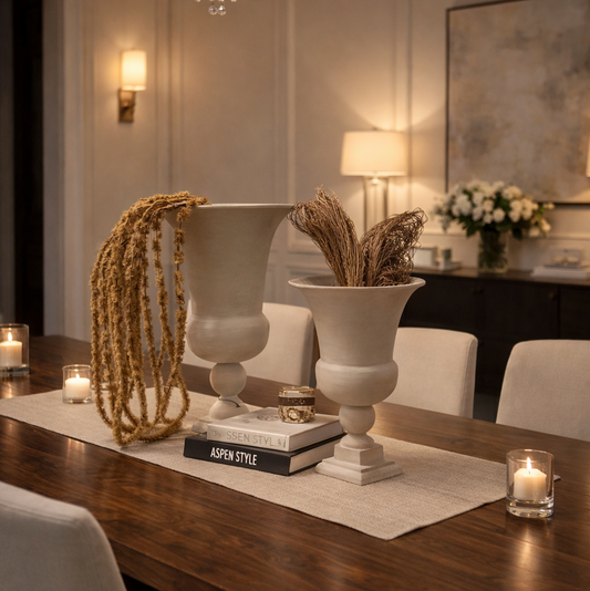 Neutral Stone Textured Tall Urn Vase | Large