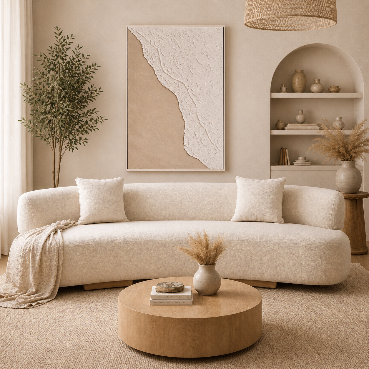 Neutral & White Abstract Textured Wall Art Framed Canvas
