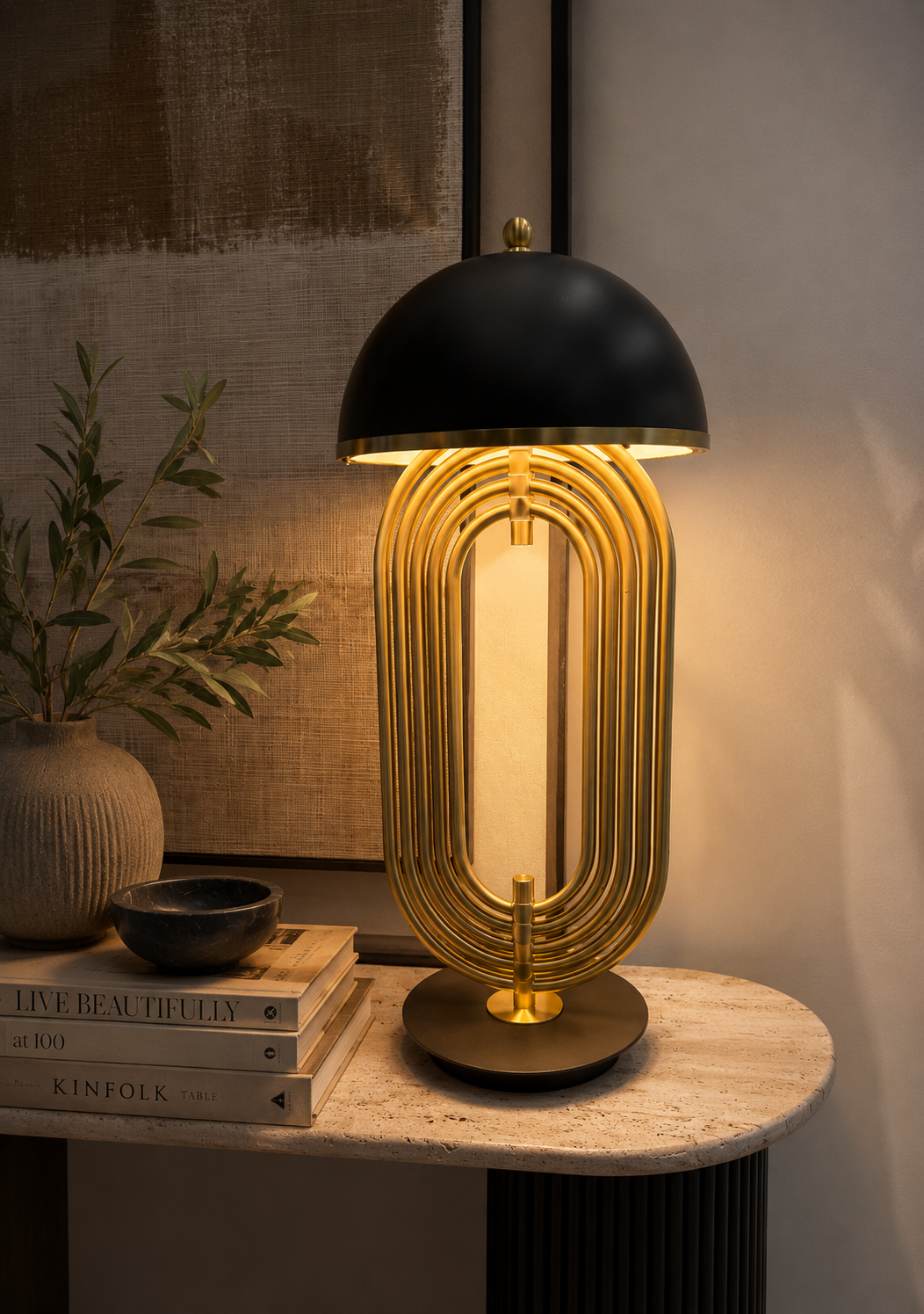 Gold & Black Metal Table Lamp