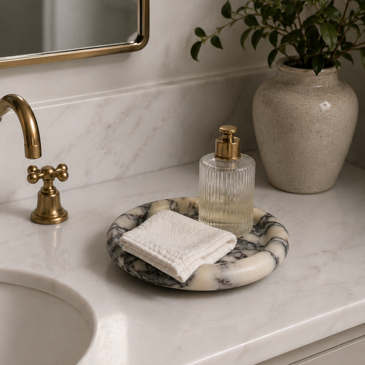 Round Calacatta Viola Marble Tray