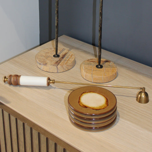 Brown Reactive Glaze Round Coasters Set Of 4