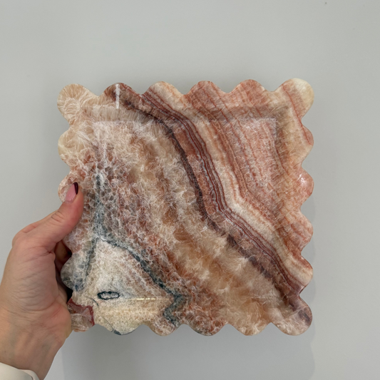 Onyx Marble Square Small Tray With Scalloped edge