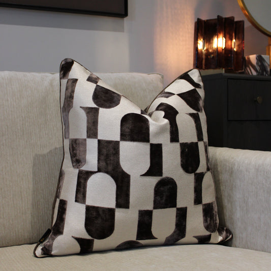 Chocolate & Beige Large Patterned Decorative Cushion
