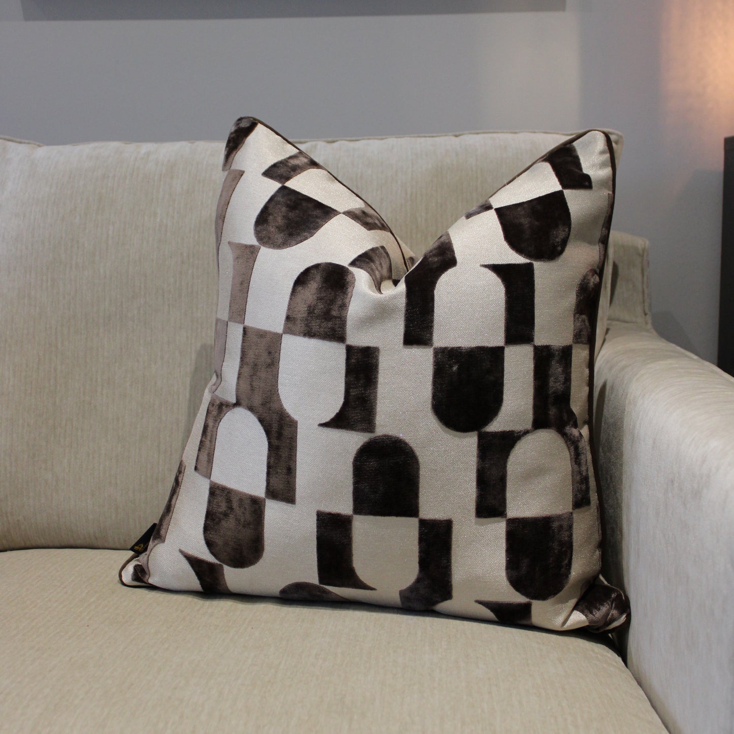 Chocolate & Beige Large Patterned Decorative Cushion