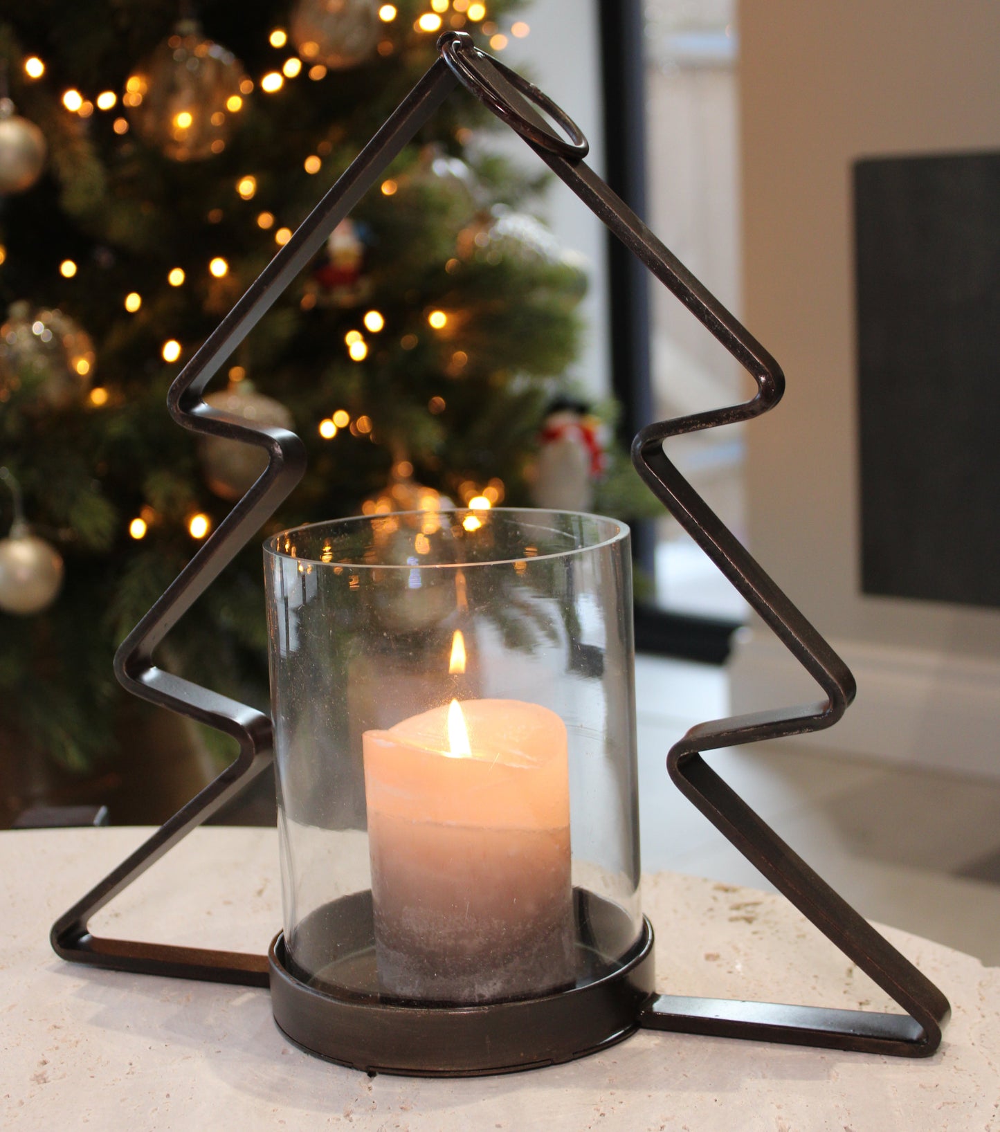 Christmas Tree Hurricane Candle Holder | Small