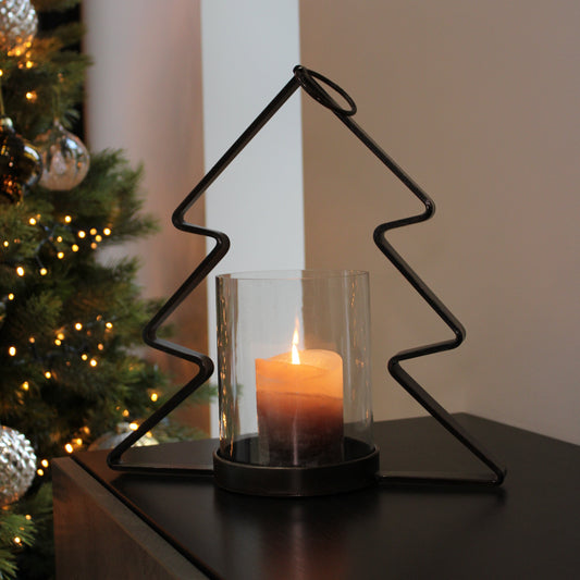 Christmas Tree Hurricane Candle Holder | Small