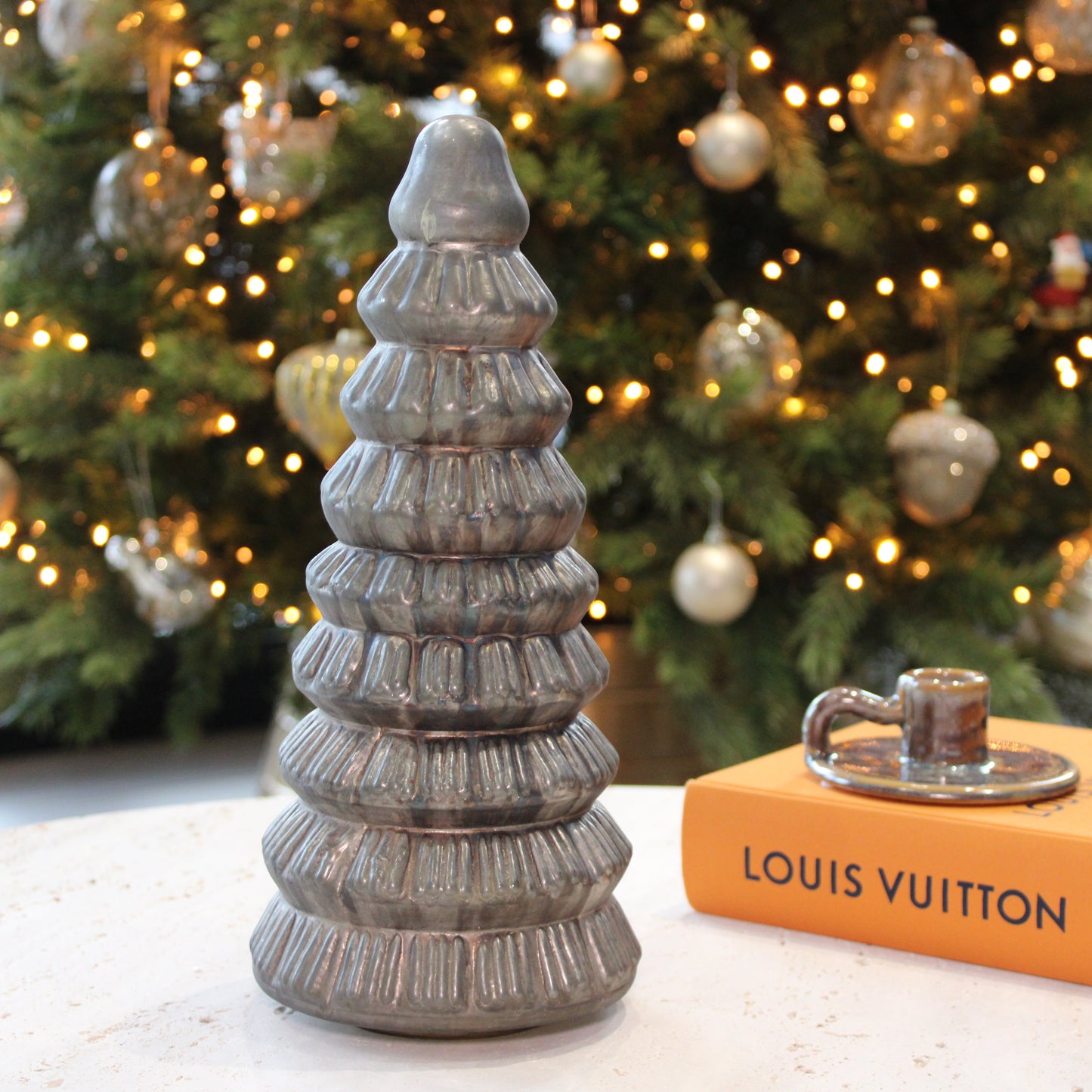 Glazed Glass Christmas Tree Sculpture Ornament