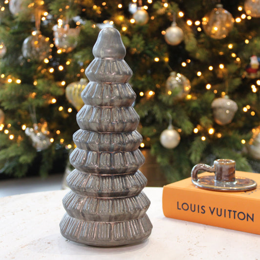 Glazed Glass Christmas Tree Sculpture Ornament