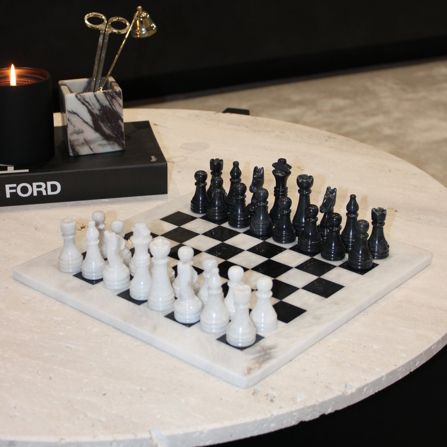 Black & White Marble Decorative Chess Set