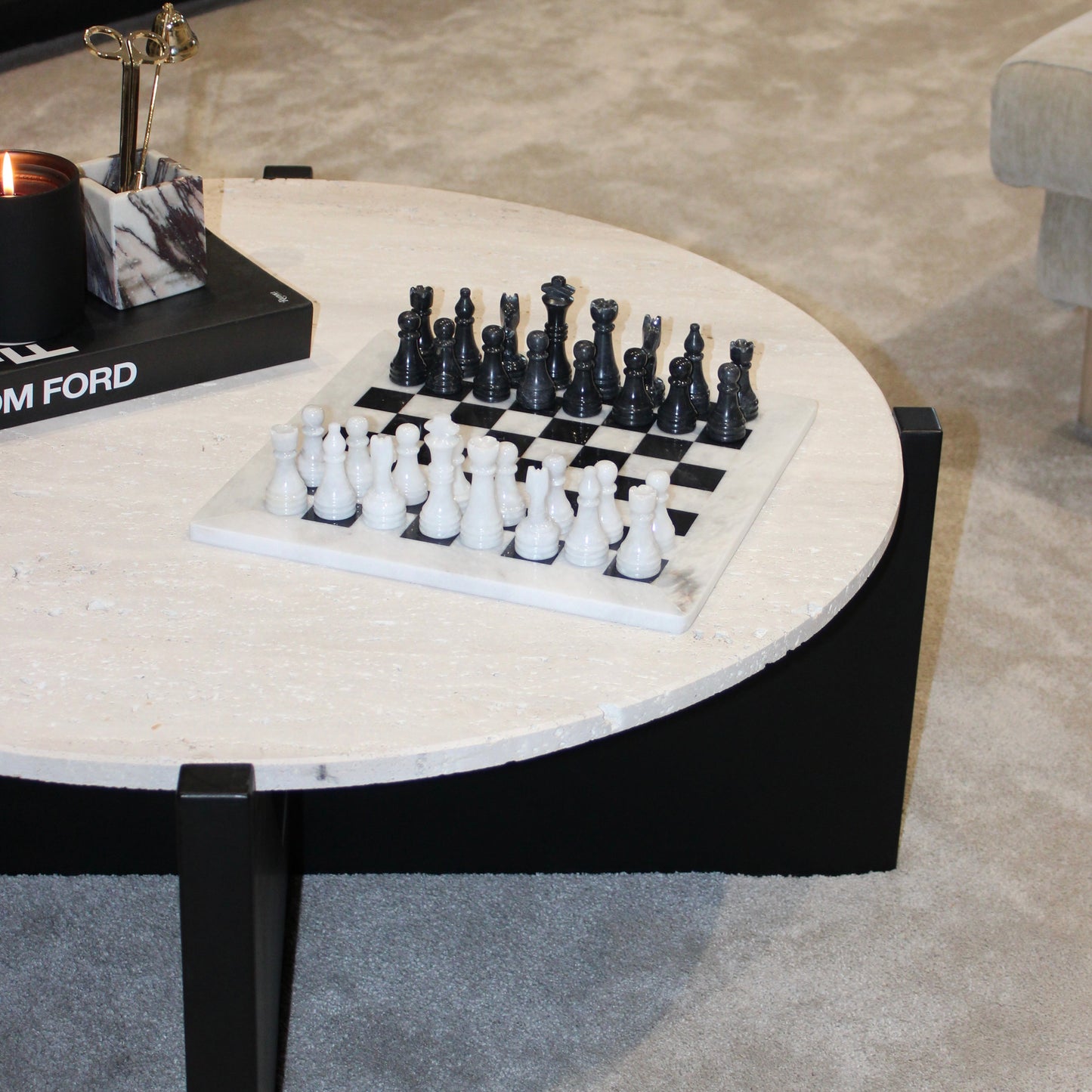 Black & White Marble Decorative Chess Set