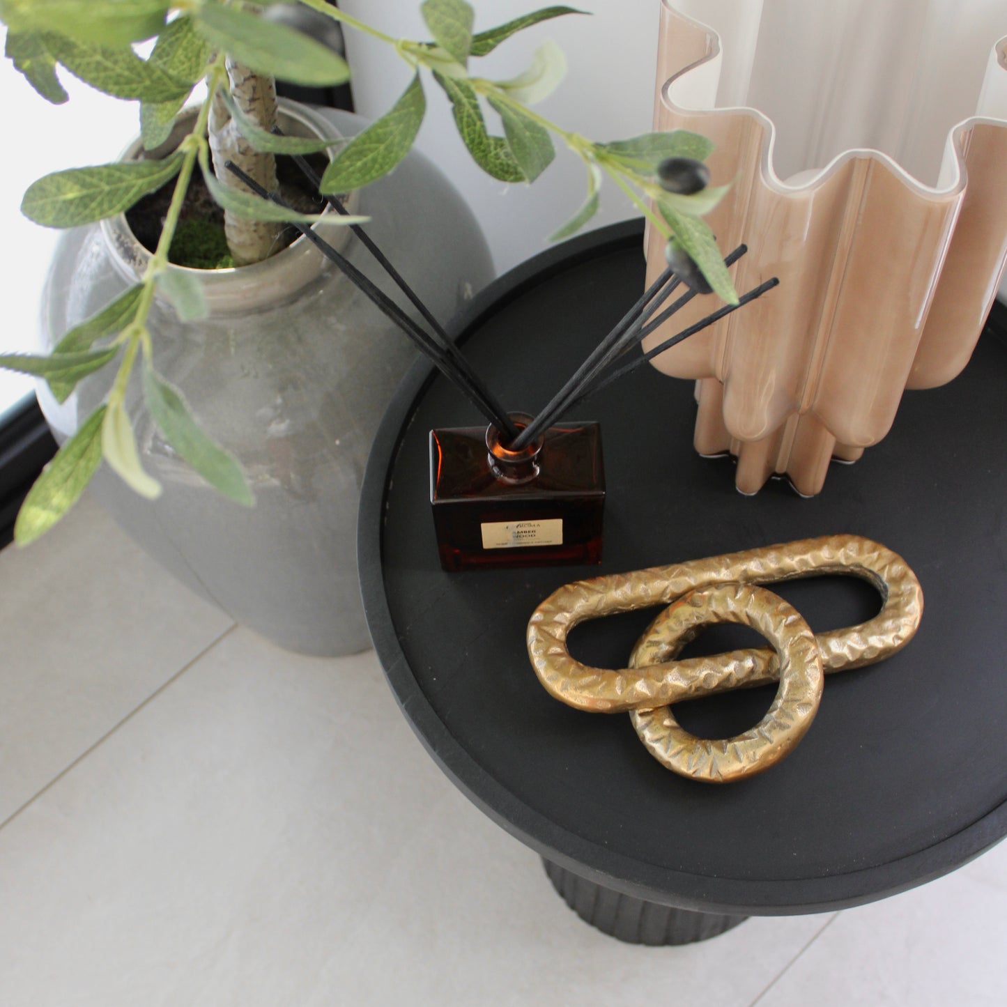 Gold Hammered Chain Sculpture