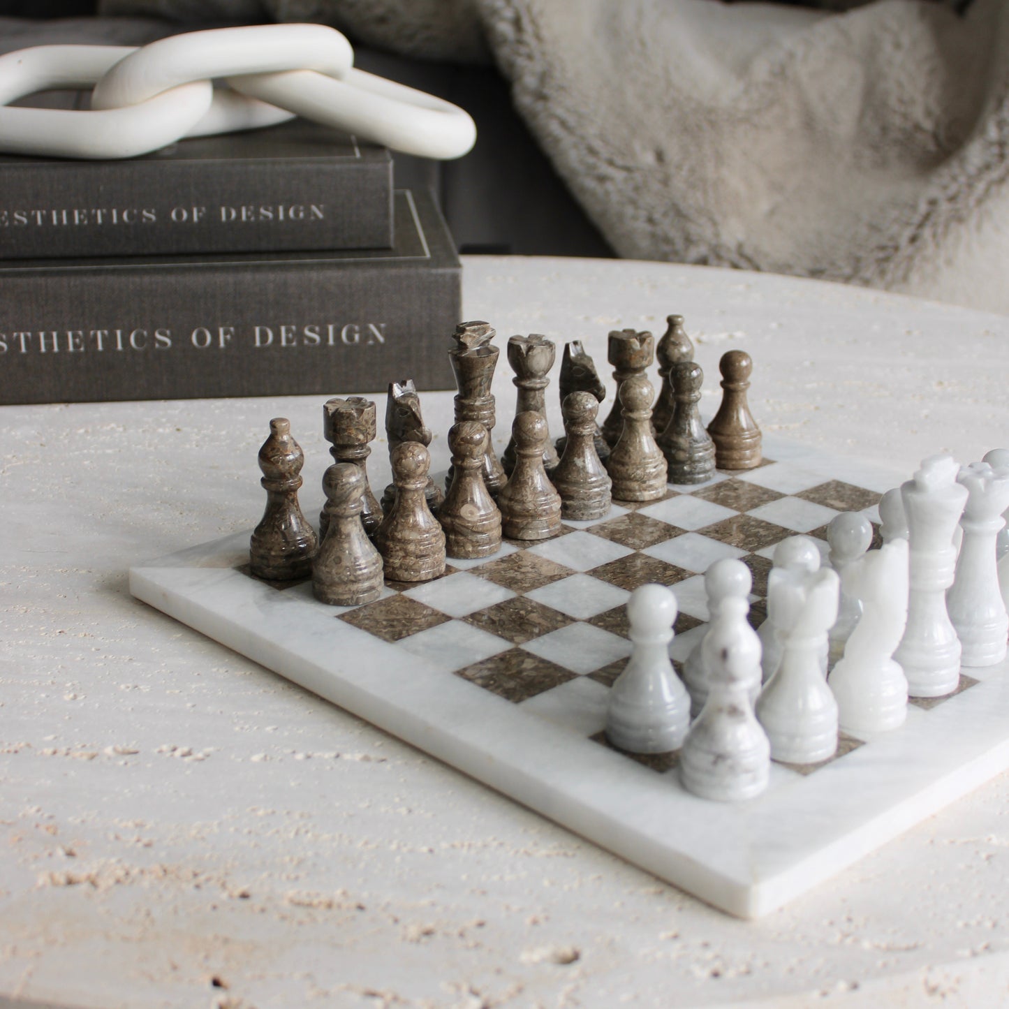 Grey & White Marble Decorative Chess Set