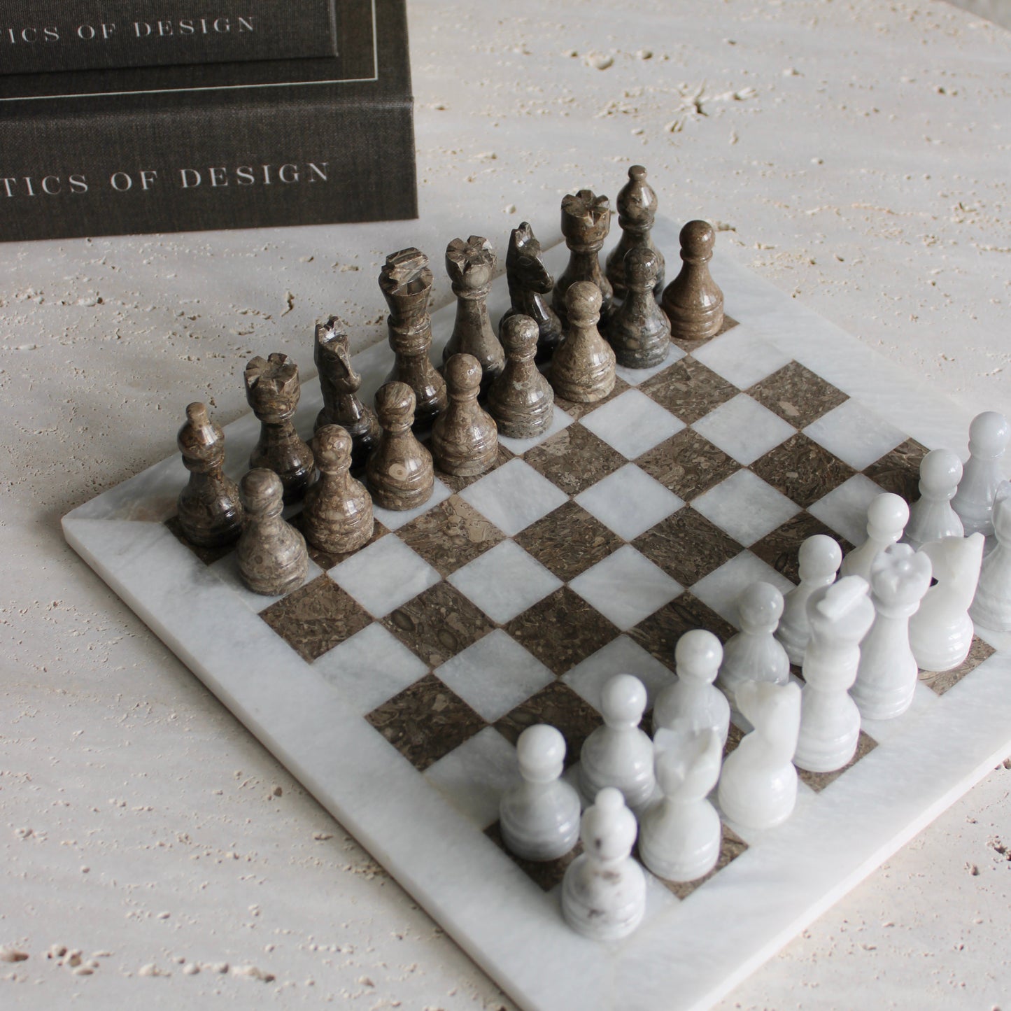 Grey & White Marble Decorative Chess Set