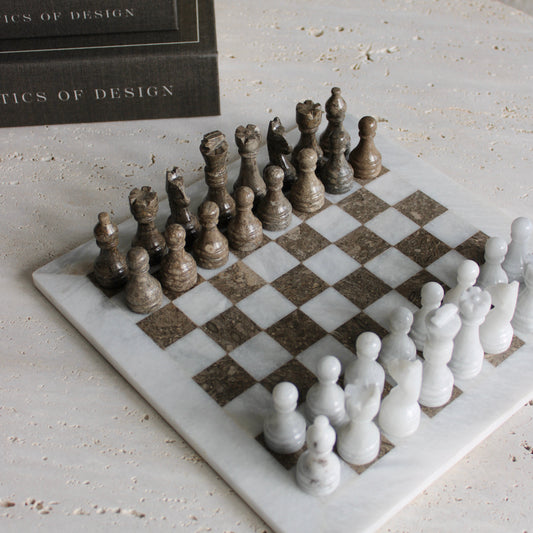 Grey & White Marble Decorative Chess Set