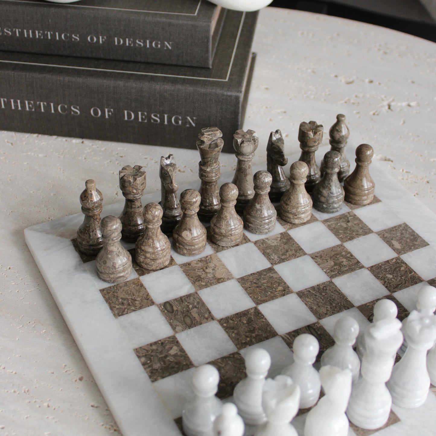 Grey & White Marble Decorative Chess Set
