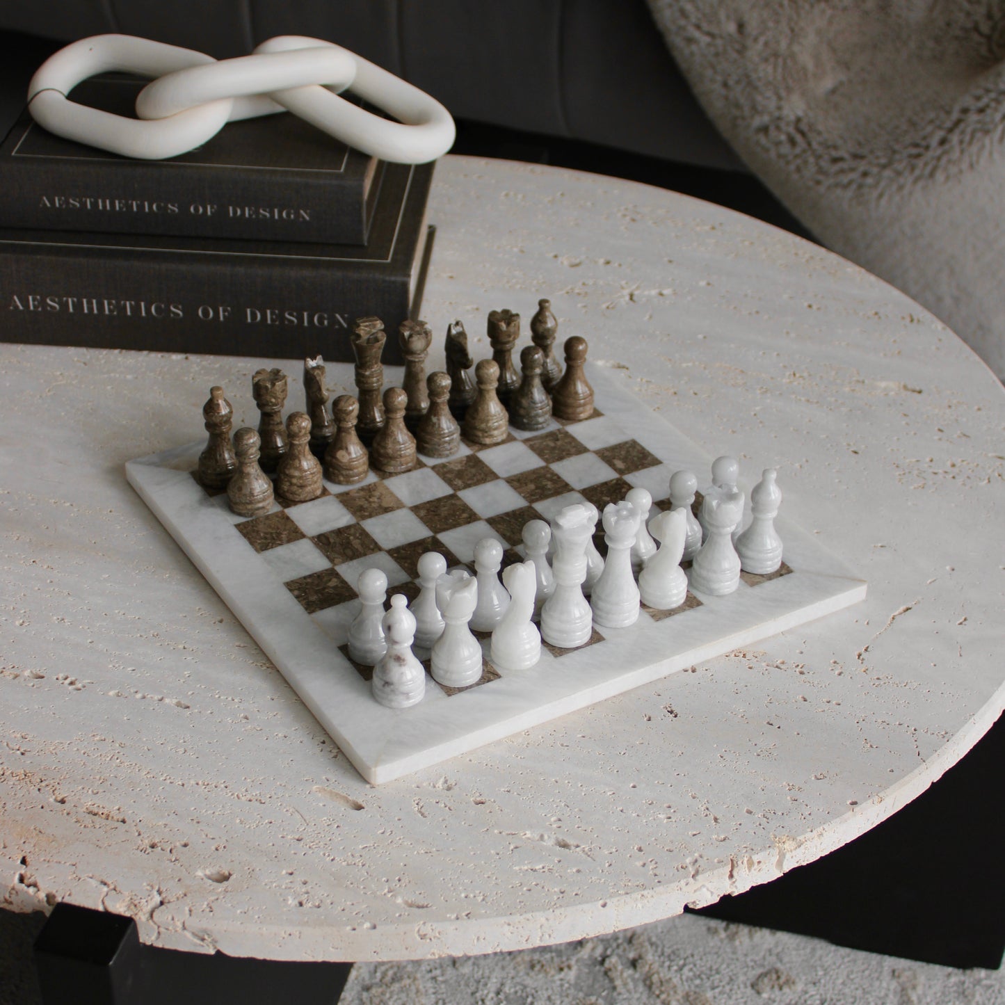 Grey & White Marble Decorative Chess Set