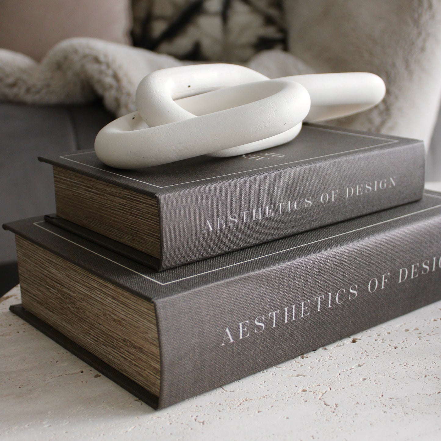 Decorative Grey Linen Coffee Table Book Boxes