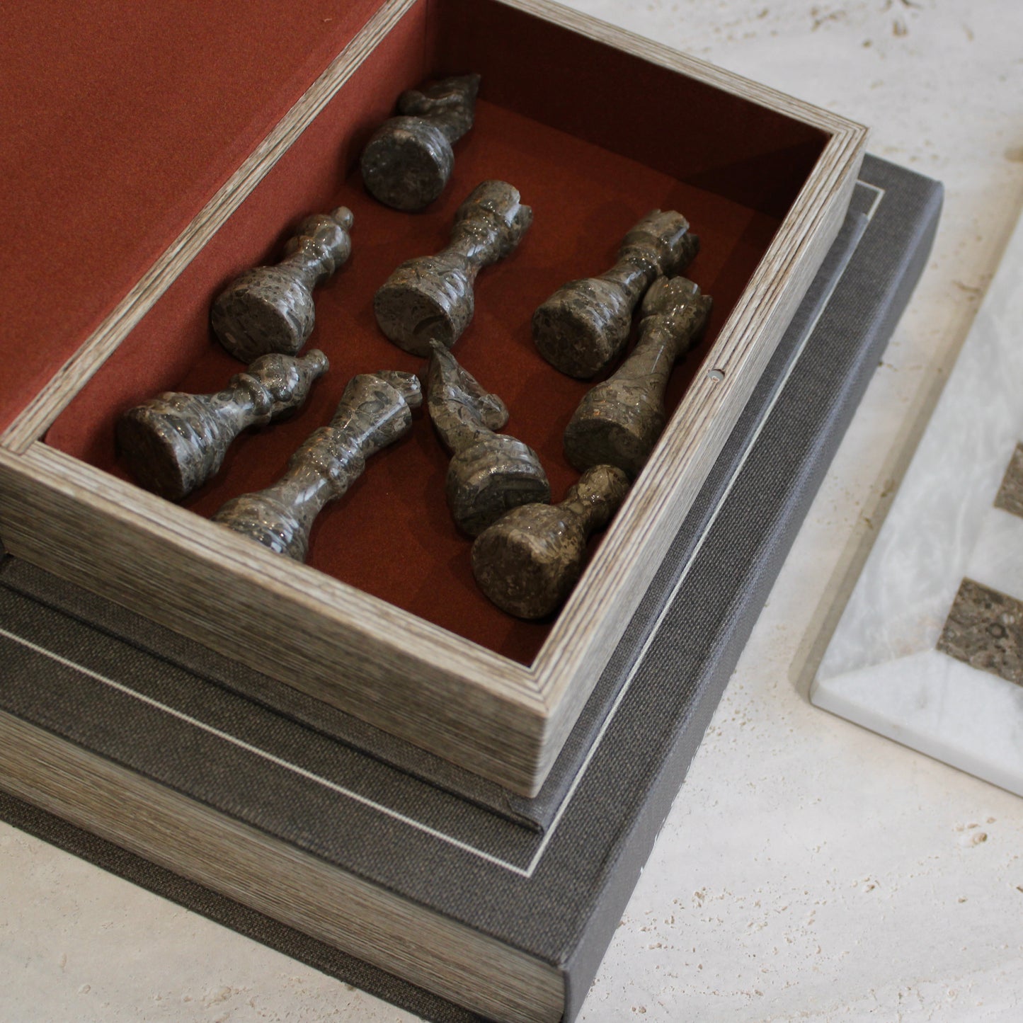 Decorative Grey Linen Coffee Table Book Boxes