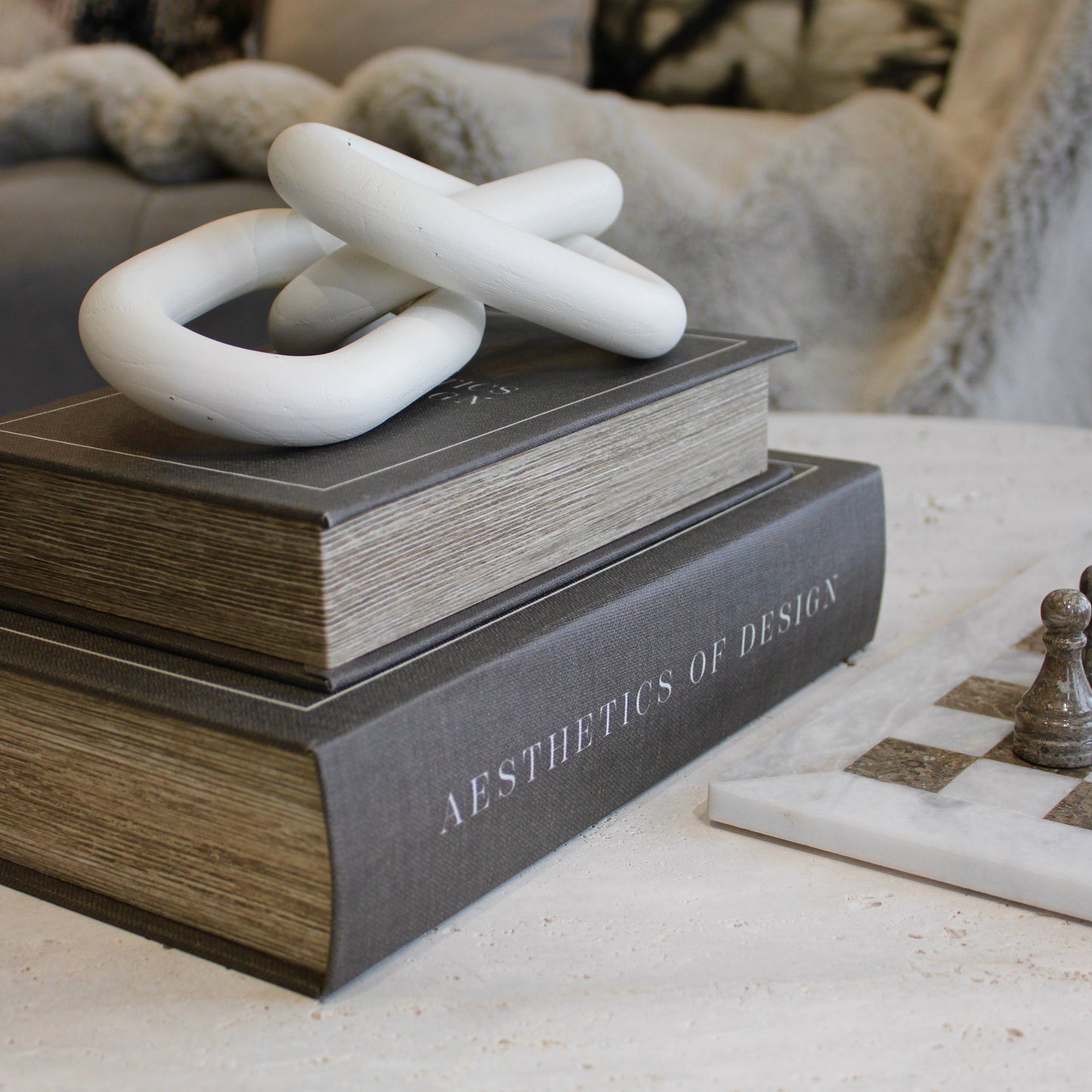 Decorative Grey Linen Coffee Table Book Boxes